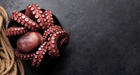 Canvas Print - Tasty octopus on black background