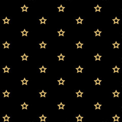 Aufkleber - Seamless pattern with stars on black background. Star line pattern seamless geometric abstract gold luxury color vector. Creative Christmas wrapping paper Design.