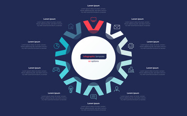 Ten option circle infographic design template. Vector illustration