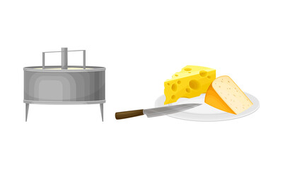 Equipment for production of cheese dairy product vector illustration