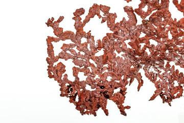 Macro copper mineral stone on white background