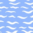 Vector seamless background. White wave on blue background