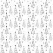 Christmas tree hand drawn seamless pattern. Doodle texture with simple fir for print, paper, design, fabric, decor, gift wrap, background. Vector Ney Year illustration