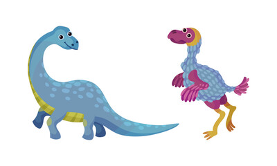 Canvas Print - Adorable baby dinosaurs set vector illustration on white background