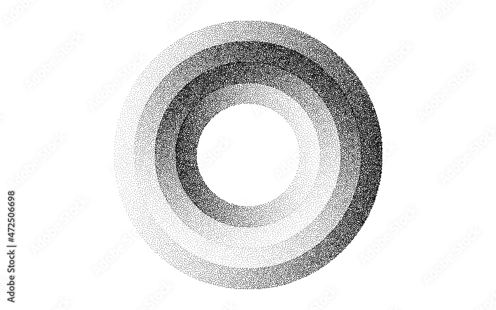 Circle frames grain pattern background. Black noise dots rings. Sand ...