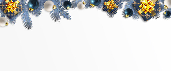 Wall Mural - Christmas garland border on white