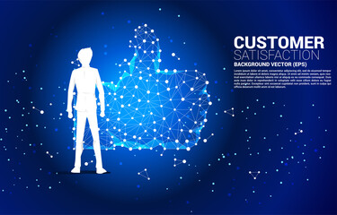 Poster - Silhouette of businessman standing with thumb up icon from dot connect line polygon network. concept of customer satisfaction , client rating and ranking.