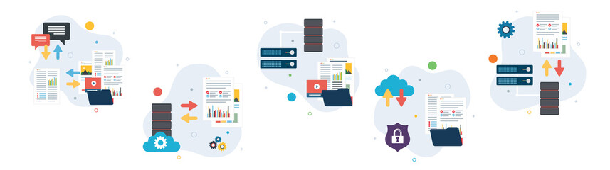 Wall Mural - file sharing, shared documents, data backup and download files safely. technology and computer icon 