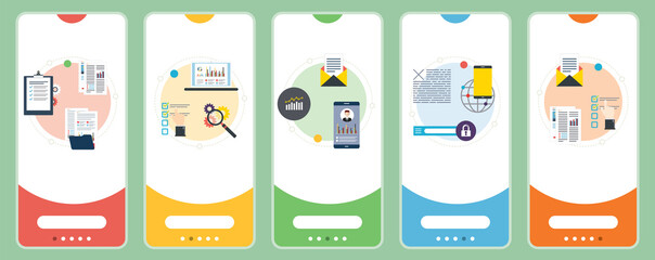 Wall Mural - Data, management, business, report, application and analysis icons.