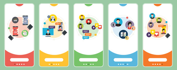 Wall Mural - concepts of wireless network, virtual communication, social network, connection digital. web banners
