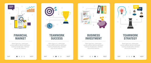 Wall Mural - financial market, teamwork success, business investment and teamwork strategy. web banners template 