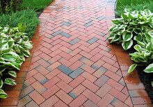 Red Brick Sidewalk For Garden Or  Landscaping Around The Home. 