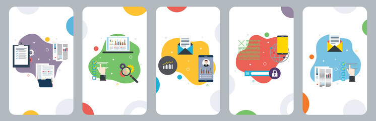 Wall Mural - Data, management, business, report, application and analysis icons.