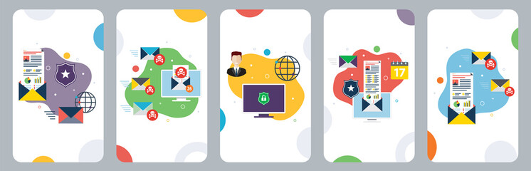 Wall Mural - protection, communication, technology, security, privacy and computer icons.