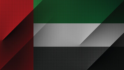 Wall Mural - Uni Arab Emirates UAE national flag wallpaper. Solid lines peeking out from behind the canvas curtain. Objects pop up from back screen.