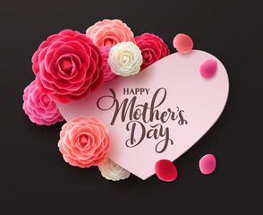 Wall Mural - Mother's day greeting card vector template design. Happy mother's day text in empty space for mom's international celebration background. Vector Illustration.
