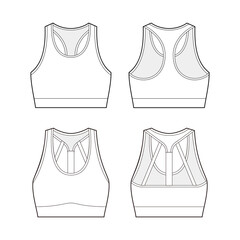 Wall Mural - Sports bra fashion vector sketch, Apparel template, Sports bra