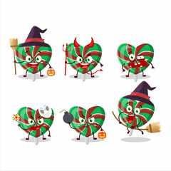 Sticker - Halloween expression emoticons with cartoon character of green love twirl candy