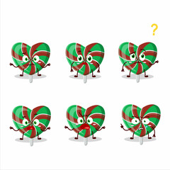 Poster - Cartoon character of green love twirl candy with what expression