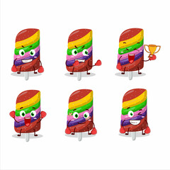 Poster - A sporty gummy candy rainbow boxing athlete cartoon mascot design