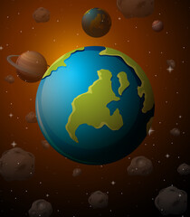 Wall Mural - Erath planet on space background