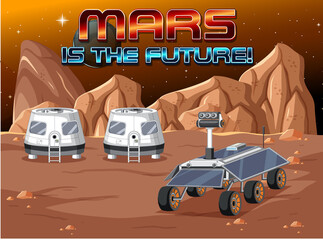 Wall Mural - Mars is the furture logo on space station background