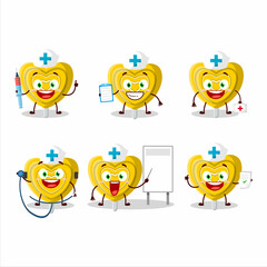 Poster - Doctor profession emoticon with yellow love candy cartoon character