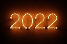 New Year 2022 Made From Neon Alphabet.