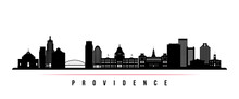 Providence Skyline Horizontal Banner. Black And White Silhouette Of Providence, Rhode Island. Vector Template For Your Design.