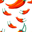 Freehand draw of Chili pepper seamless pattern, hot and spicy ingredient for more tasty food. Vector illustration with layers.