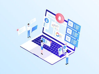 Wall Mural - order notification isometric illustration light gradient. suitable for mobile app, website, banner, 