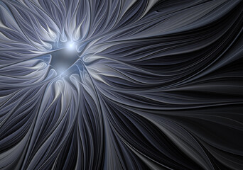 Wall Mural - Abstract fractal blue flower on dark background