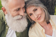 © deagreez - Photo of nice expression old white hair couple look wear casual shirts outdoors walk in park