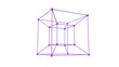 canvas print picture - 3d rendering of a hypercube. The tesseract is purple, isolated on a white background. 3d model of a hypercube symbolizing the fifth dimension. Futuristic object.