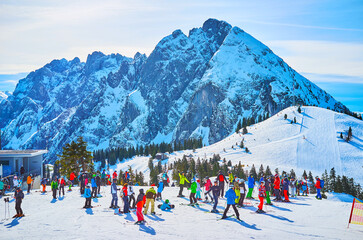 Sticker - The crowd on Zwieselalm mountain top, Gosau, Austria