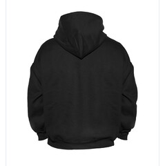 Wall Mural - blank hoodie sweatshirt color black on invisible mannequin template back view on white background