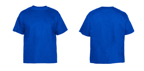 Wall Mural - blank t shirt color blue template front and back view on white background