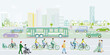 Stadtsilhouette mit Nachhaltiger Entwicklung, illustration