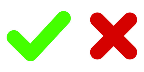 Canvas Print - check mark and cross. approved icon. reject symbol. vector illustration. color signs