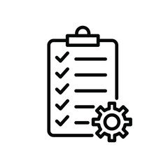 Wall Mural - check list linear icon. clipboard with check marks. vector illustration. setting icon.