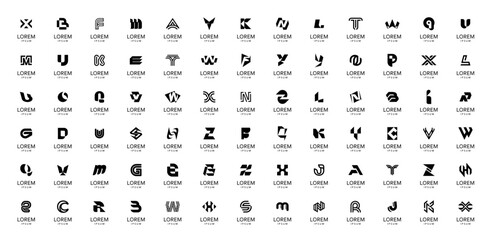 Wall Mural - abstract logos collection with letters. geometric abstract logos. icon design