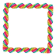 Vector Border Of Colorful Twisted Lollipop Candy
