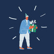 © iracosma - Cartoon vector illustration of man carrying shopping bags and gifts