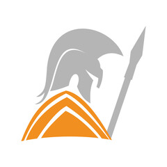 Poster - Spartan with spear icon logo symbol