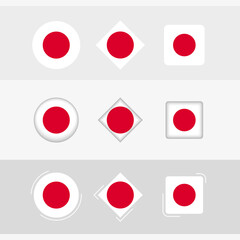 Sticker - Japan flag icons set, vector flag of Japan.