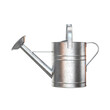Metal watering can side view silver on white background, 3d render