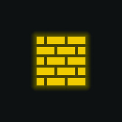 Canvas Print - Brickwall yellow glowing neon icon