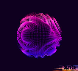 Wall Mural - corrupted violet point sphere. abstract vector colorful mesh on dark background. futuristic style ca