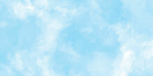 White Cloud Detail In Blue Sky Vector Illustration Background With Copy Space