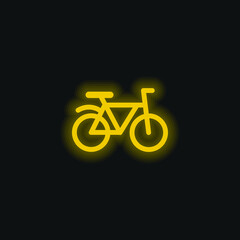 Wall Mural - Bicycle yellow glowing neon icon